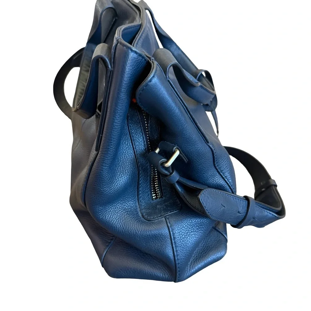 Radley Baylis Road Navy Leather Purse Shoulder Bag Tote Pockets Medium Size